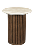 Table d'appoint ronde en travertin crème