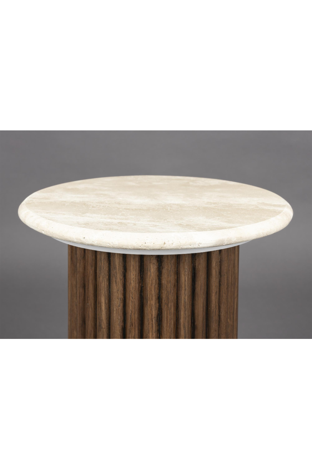 Table d'appoint ronde en travertin crème