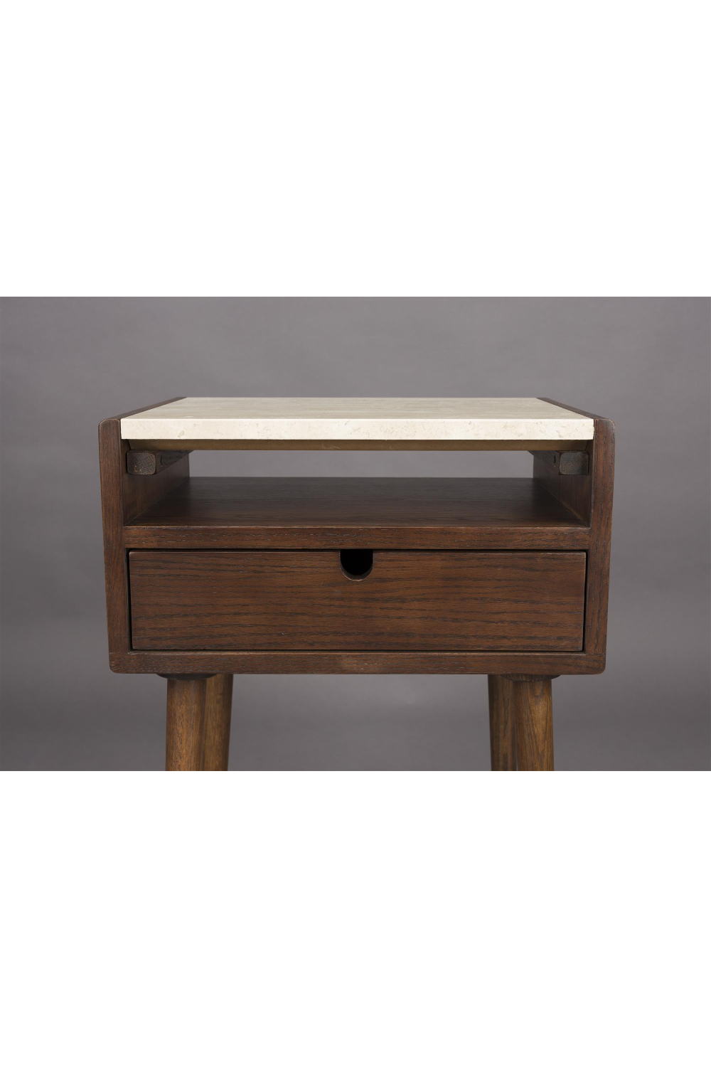 Table d'appoint/de chevet en travertin à 1 tiroir
