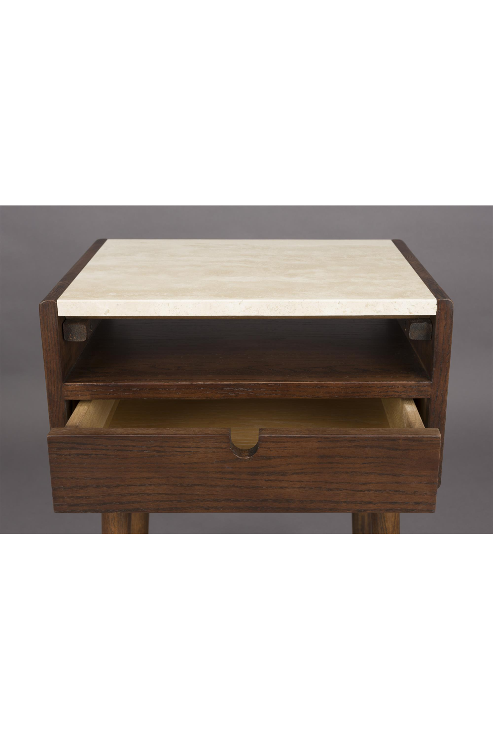 Table d'appoint/de chevet en travertin à 1 tiroir