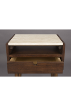 Table d'appoint/de chevet en travertin à 1 tiroir