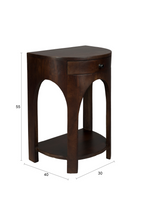Table d'appoint demi-lune 1 tiroir