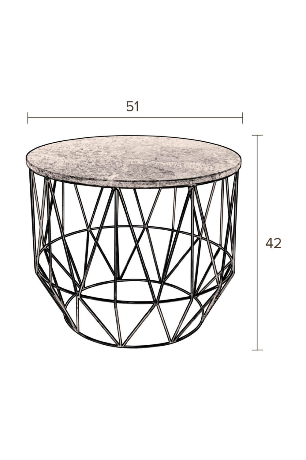 Table d'appoint à base en fil de fer géométrique
