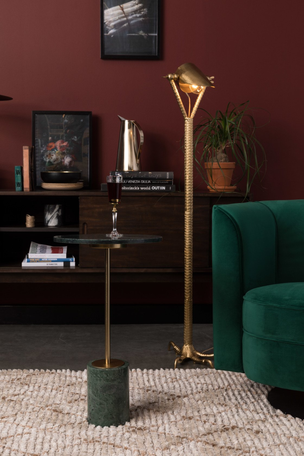 Table d'appoint ronde en marbre vert