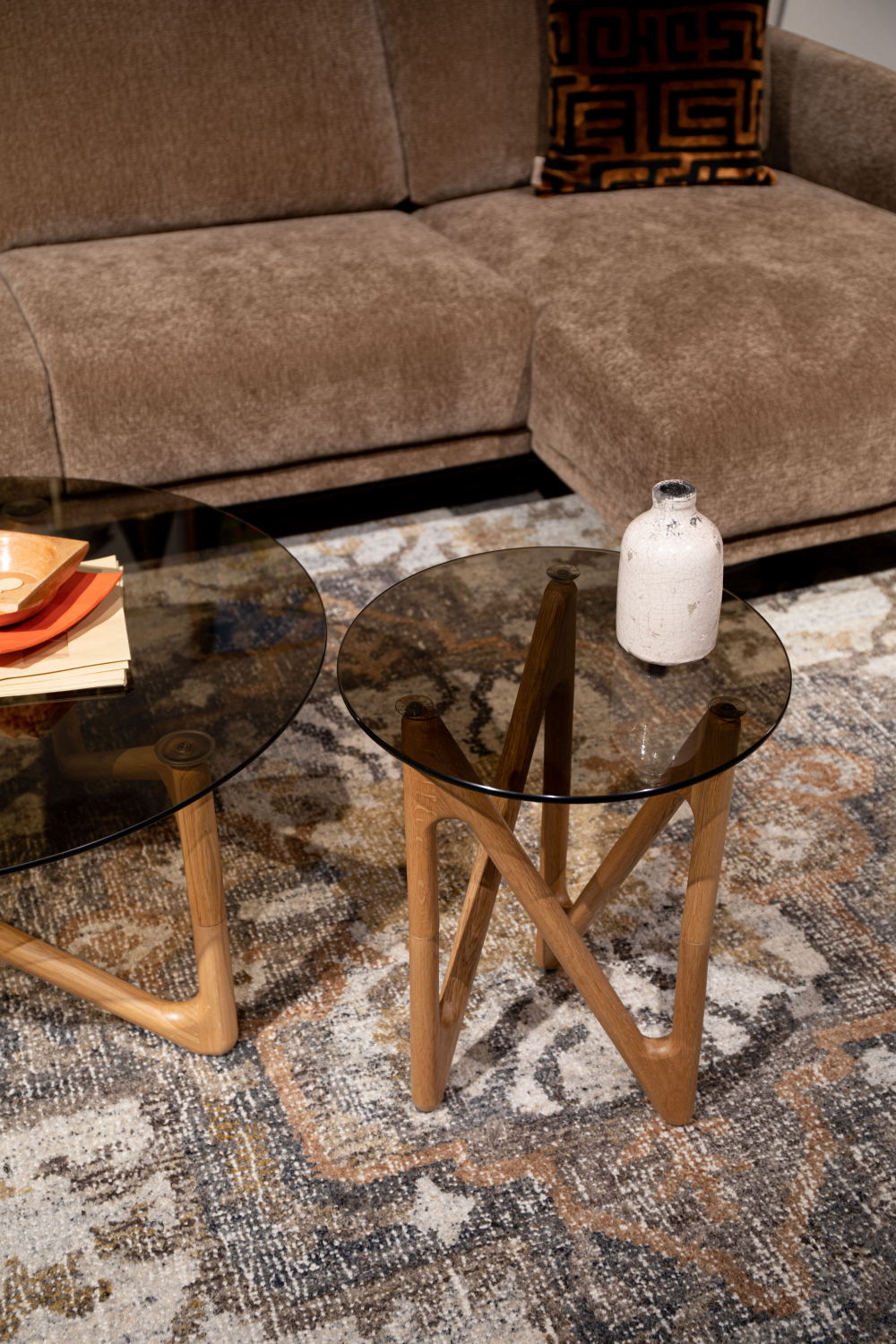 Table d'appoint rétro en verre rond