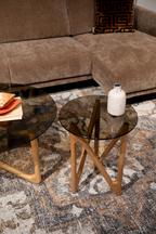 Table d'appoint rétro en verre rond