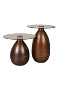 Lot de 2 tables d'appoint en verre brun