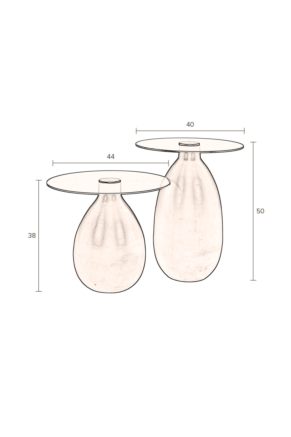 Lot de 2 tables d'appoint en verre brun