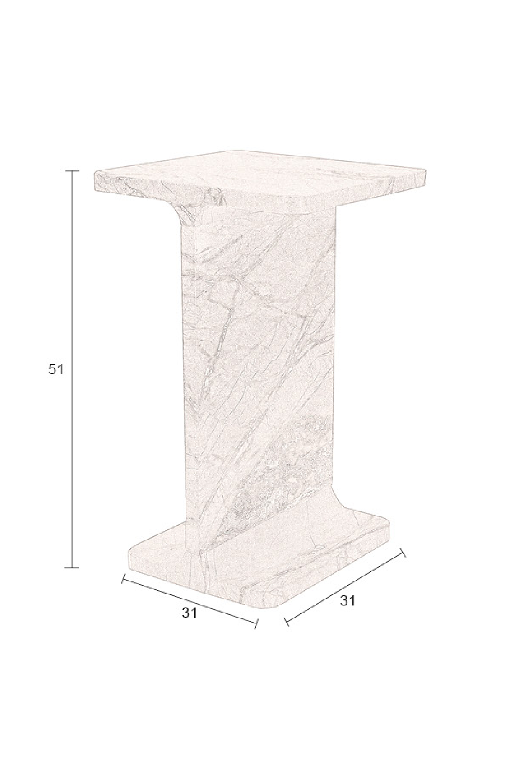 Table d'appoint carrée en marbre marron