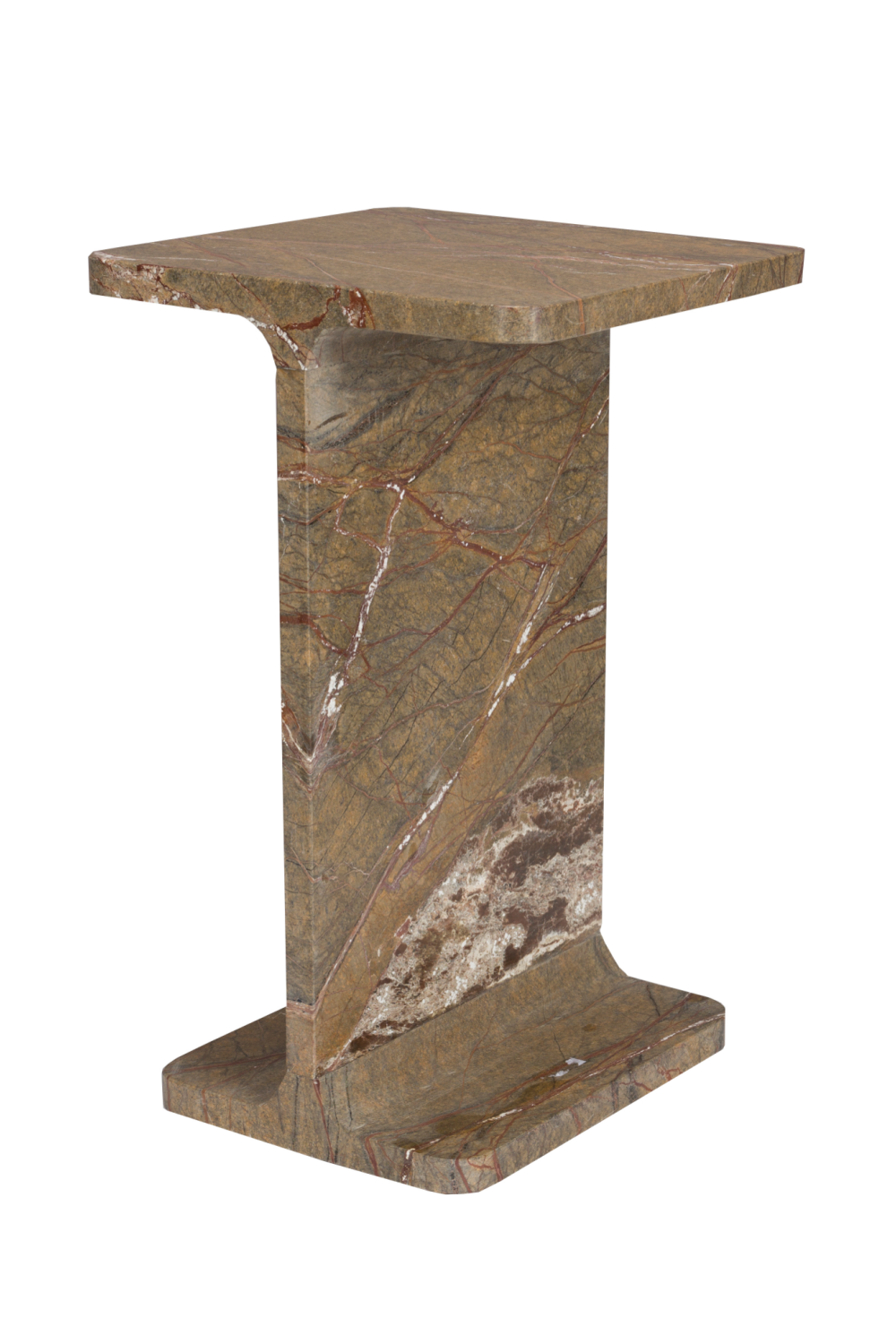 Table d'appoint carrée en marbre marron