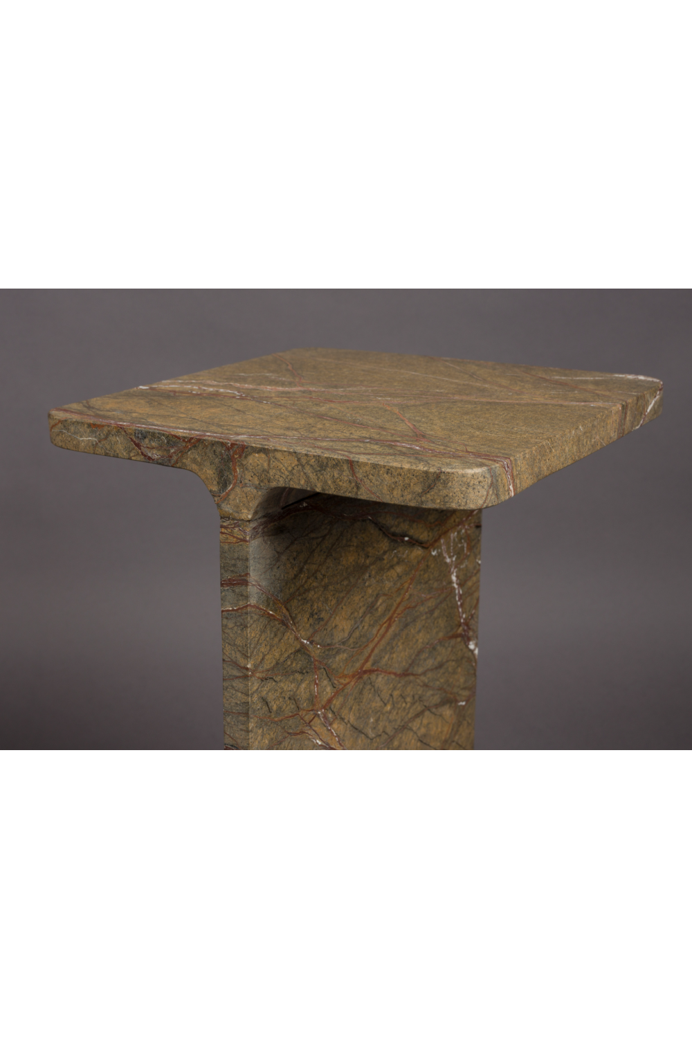 Table d'appoint carrée en marbre marron