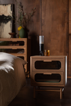 Table d'appoint de rangement en bambou
