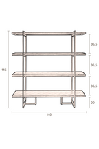 Bibliothèque à 4 niveaux en bois d'acacia