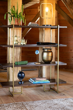 Bibliothèque à 4 niveaux en bois d'acacia