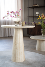 Table à manger piédestal en travertin