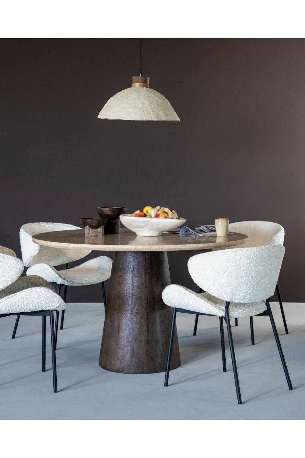Table de salle à manger piédestal en travertin