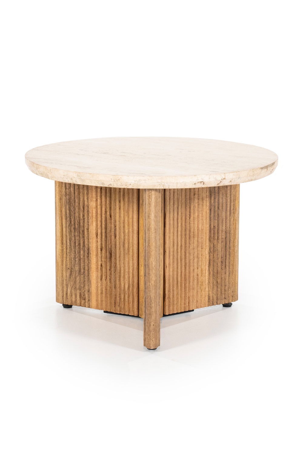 Table d'appoint ronde en bois de manguier
