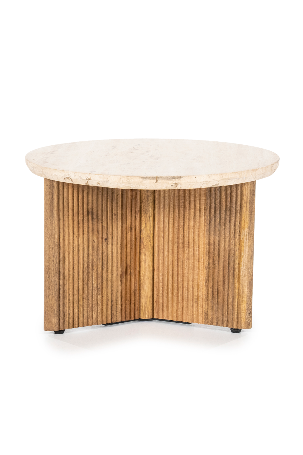 Table d'appoint ronde en bois de manguier