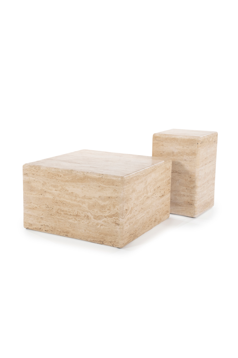 Table d'appoint carrée en travertin