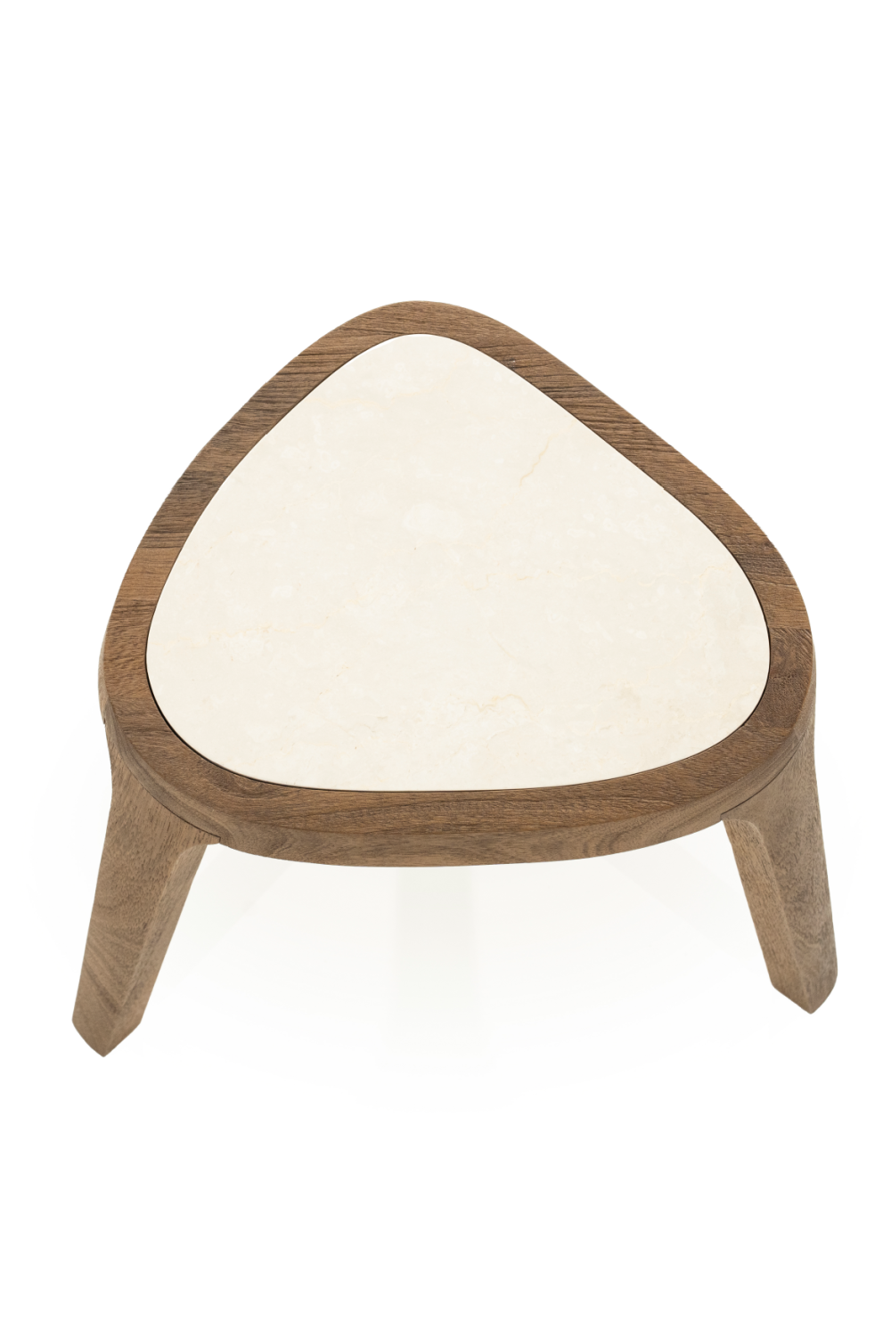 Table d'appoint triangulaire en marbre blanc