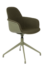 Fauteuils pivotants rembourrés verts (2)