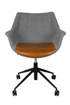 Fauteuil de bureau vintage en cuir marron