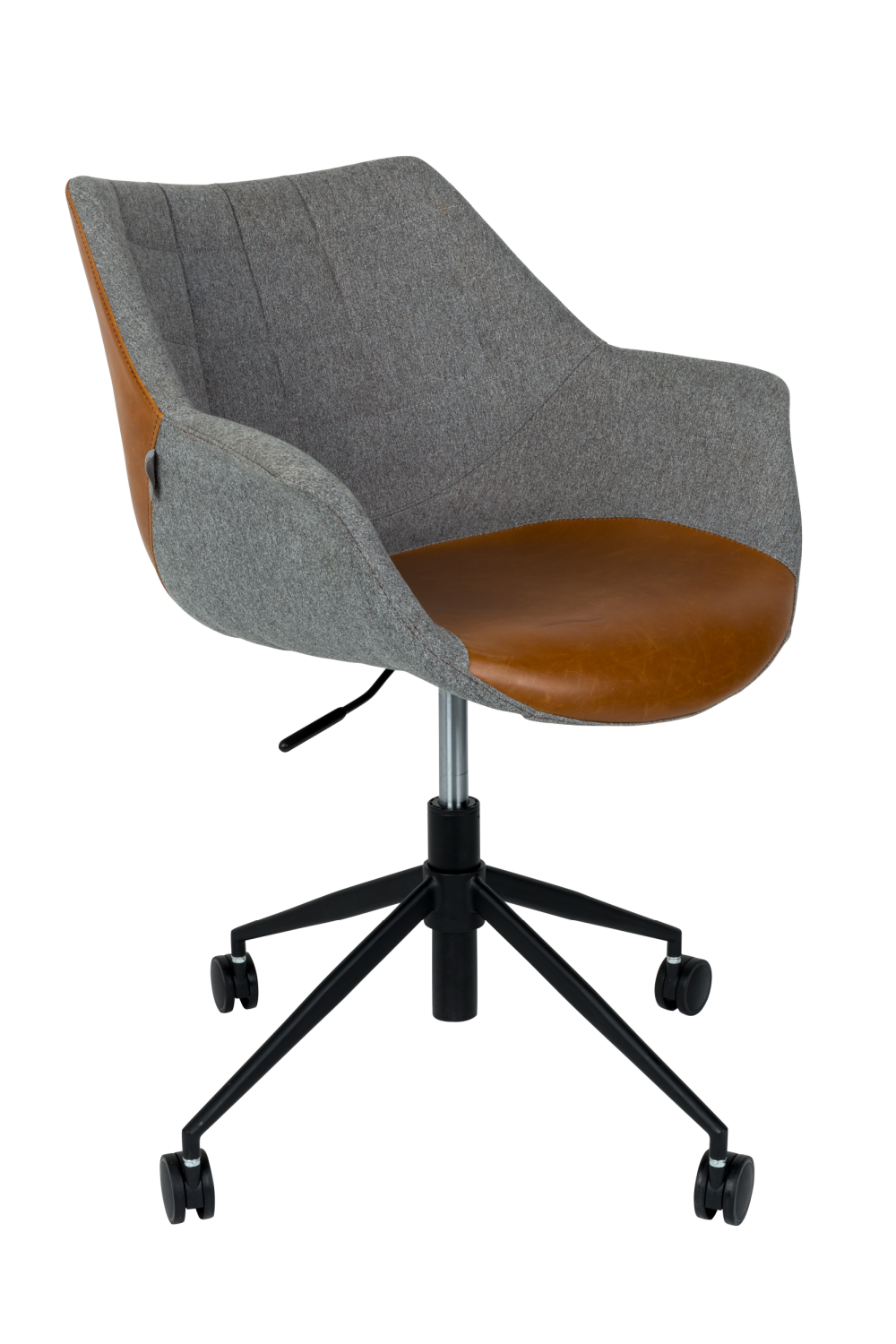 Fauteuil de bureau vintage en cuir marron