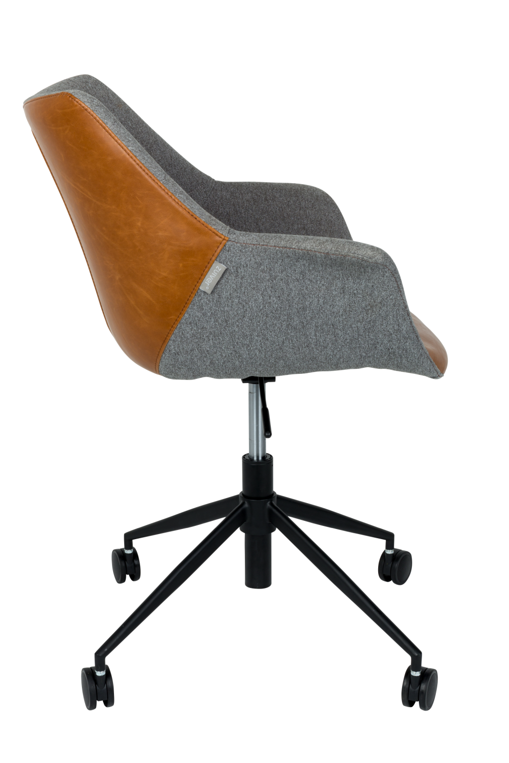 Fauteuil de bureau vintage en cuir marron
