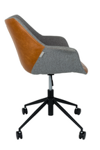 Fauteuil de bureau vintage en cuir marron