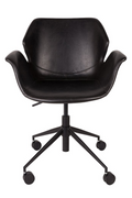 Chaise de bureau en cuir noir