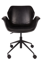 Chaise de bureau en cuir noir