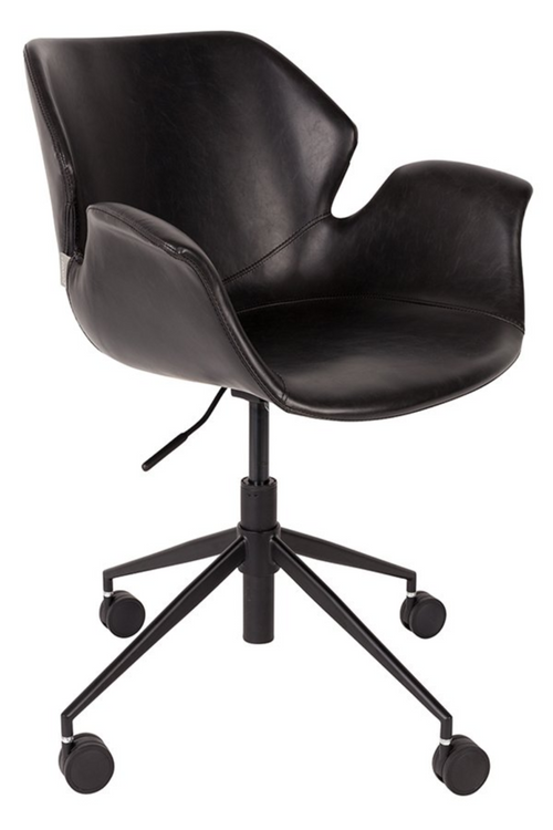 Chaise de bureau en cuir noir