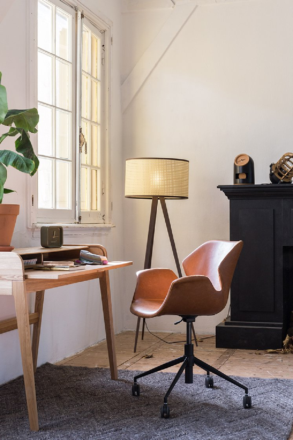 Chaise de bureau pivotante en cuir