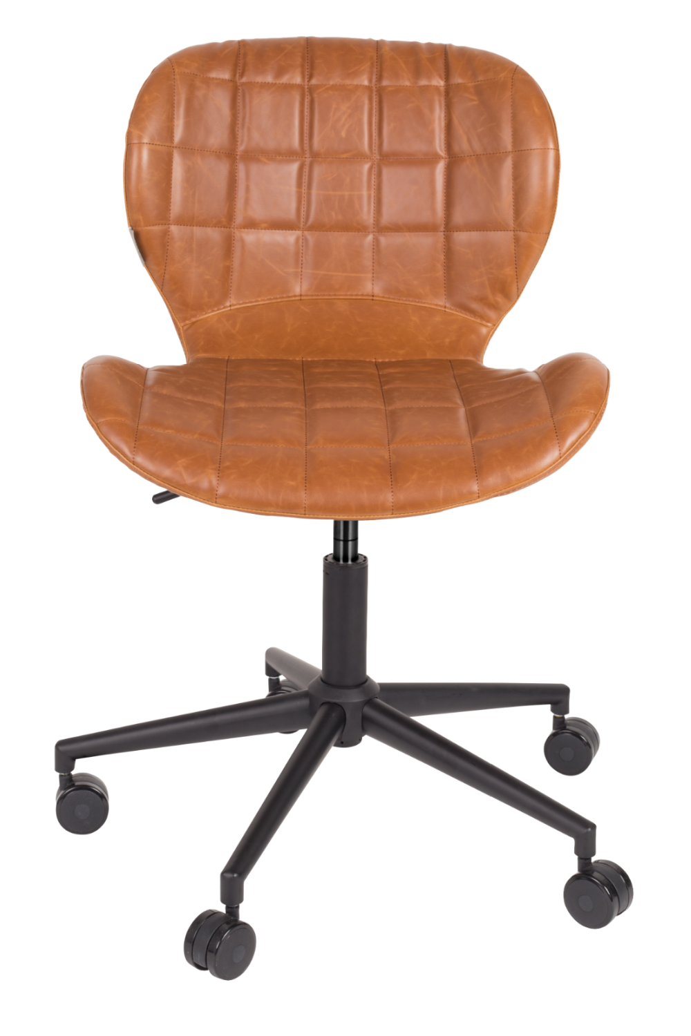 Fauteuil de bureau baquet en cuir cognac