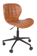 Fauteuil de bureau baquet en cuir cognac