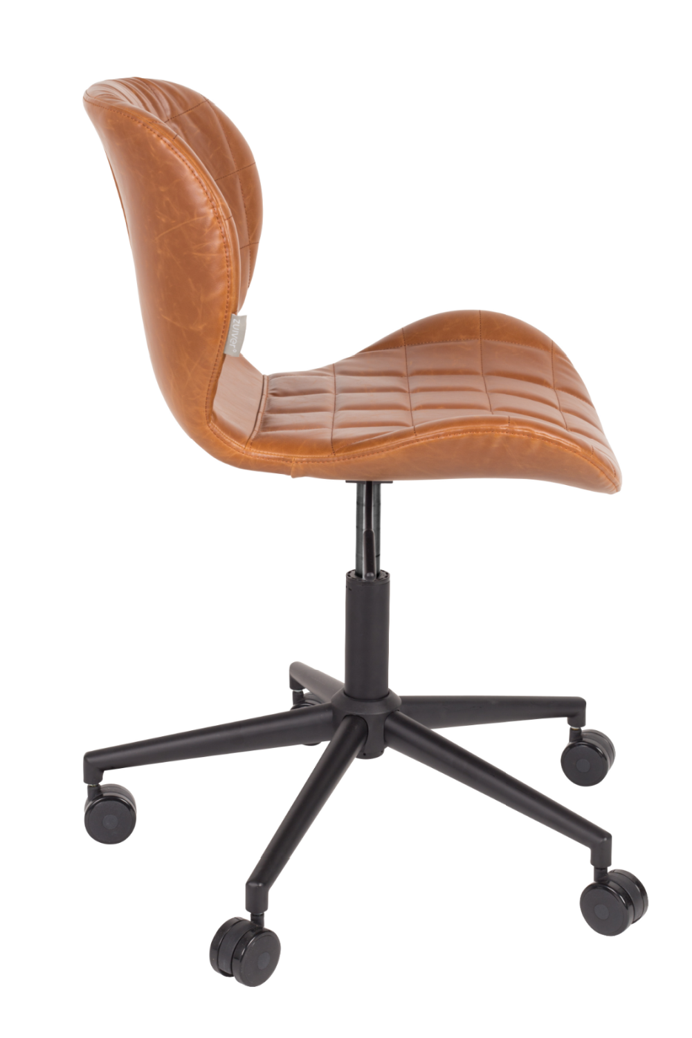 Fauteuil de bureau baquet en cuir cognac